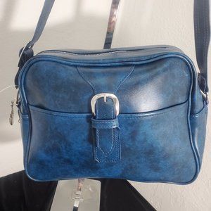 Vintage Blue carry on shoulder bag. Made in Japan Designed Specially for Skyway